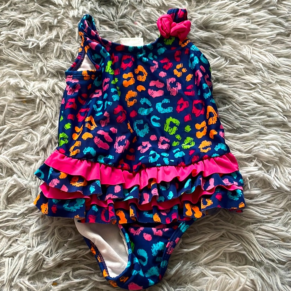 Girls 2T ruffle with bow swimsuit